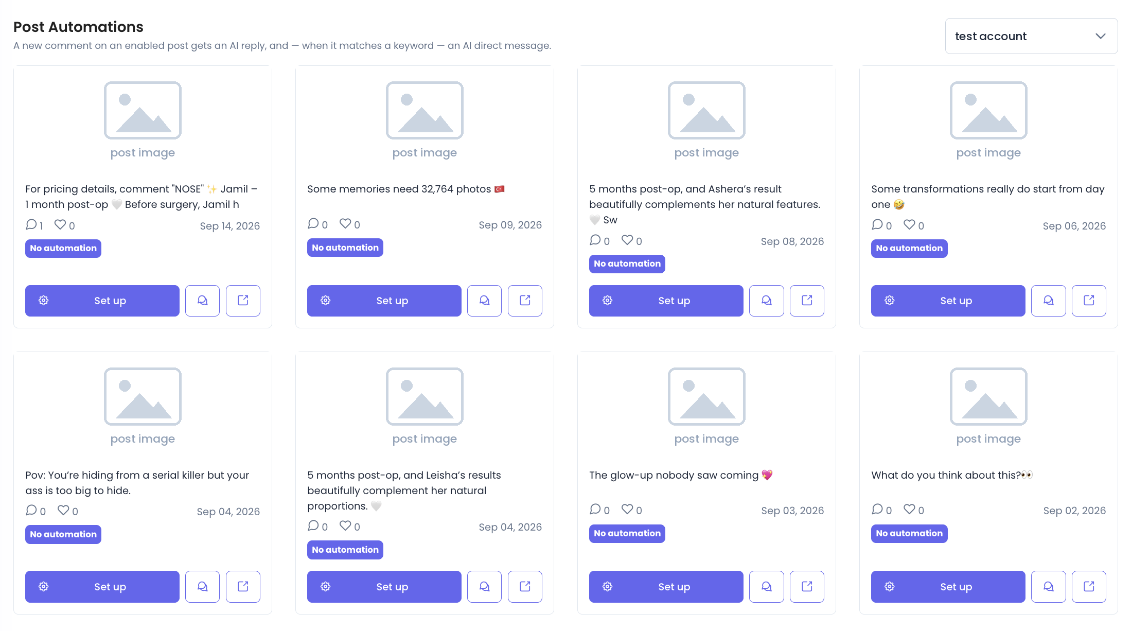 Wazify post automations screen